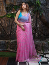 Banarasee Organza Mix Saree With Hand Embroidered Buta Work & Pallu-Light Pink