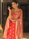Banarasee Chanderi Zari Buti Salwar Kameez Fabric With Tissue Dupatta-Red