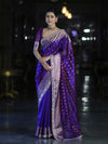 Banarasee Handloom Tissue Saree With Buti Design Zari Border & Lace-Violet