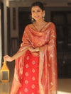 Banarasee Chanderi Zari Buti Salwar Kameez Fabric With Tissue Dupatta-Red