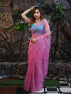 Banarasee Organza Mix Saree With Hand Embroidered Buta Work & Pallu-Light Pink