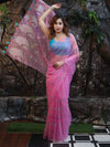 Banarasee Organza Mix Saree With Hand Embroidered Buta Work & Pallu-Light Pink