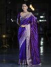 Banarasee Handloom Tissue Saree With Buti Design Zari Border & Lace-Violet
