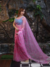 Banarasee Organza Mix Saree With Hand Embroidered Buta Work & Pallu-Light Pink