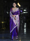 Banarasee Handloom Tissue Saree With Buti Design Zari Border & Lace-Violet
