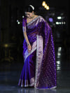 Banarasee Handloom Tissue Saree With Buti Design Zari Border & Lace-Violet