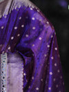 Banarasee Handloom Tissue Saree With Buti Design Zari Border & Lace-Violet