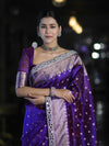 Banarasee Handloom Tissue Saree With Buti Design Zari Border & Lace-Violet