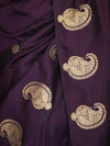 Banarasee Handloom Dual Tone Semi Silk Saree With Gold Zari Buta Design-Purple