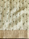Banarasee Linen Cotton Digital Print Antique Zari Saree-Pastel Green