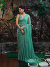 Banarasee Handwoven Semi Chiffon Saree With Mirror Work-Light Green