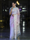 Banarasee Dual Color Organza Saree With Zari Jaal Design-Light Blue & Light Pink