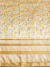 Banarasee Linen Cotton Digital Print Zari Border Saree-Beige
