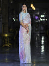 Banarasee Dual Color Organza Saree With Zari Jaal Design-Light Blue & Light Pink