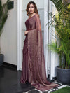 Banarasee Handwoven Semi Chiffon Saree With Buta Work-Mauve