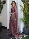 Banarasee Handwoven Semi Chiffon Saree With Buta Work-Mauve
