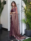 Banarasee Handwoven Semi Chiffon Saree With Buta Work-Mauve