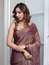 Banarasee Handwoven Semi Chiffon Saree With Buta Work-Mauve