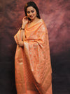 Banarasee Salwar Kameez Semi Katan Silk Fabric With Zari Work-Peach
