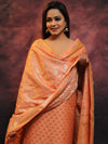 Banarasee Salwar Kameez Semi Katan Silk Fabric With Zari Work-Peach