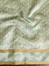 Banarasee Linen Cotton Digital Print Zari Border Saree-Pastel Green