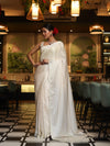 Banarasee Handloom Plain Mashru Silk Saree-Off White