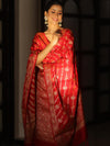 Banarasee Semi Katan Silk Salwar Kameez Fabric With Dupatta Zari Work-Red
