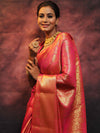 Banarasee Handwoven Semi Silk Saree With Heavy Zari Jaal Design-Pink