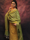 Banarasee Chanderi Cotton Salwar Kameez Set With Zari Work-Yellow & Green