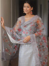 Banarasee Chanderi Salwar Kameez Fabric With Organza Digital Print Dupatta Set-Grey