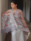 Banarasee Chanderi Salwar Kameez Fabric With Organza Digital Print Dupatta Set-Grey