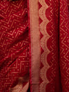 Banarasee Handwoven Georgette Saree With Zigzag Design & Antique Zari Work-Deep Maroon