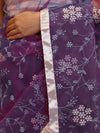 Banarasee Organza Mix Saree With Floral Embroidered Work & Satin Border-Violet