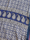 Handloom Maheshwari Silk Bagru Block Printed Saree-Beige