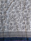 Handloom Maheshwari Silk Bagru Block Printed Saree-Beige