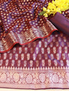 Banarasee Salwar Kameez Semi Katan Silk Fabric With Zari Work-Violet (Red Tone)