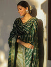 Banarasee Semi Katan Silk Salwar Kameez Fabric With Dupatta Zari Work-Green