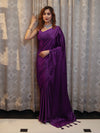 Banarasee Handloom Plain Mashru Silk Saree-Violet