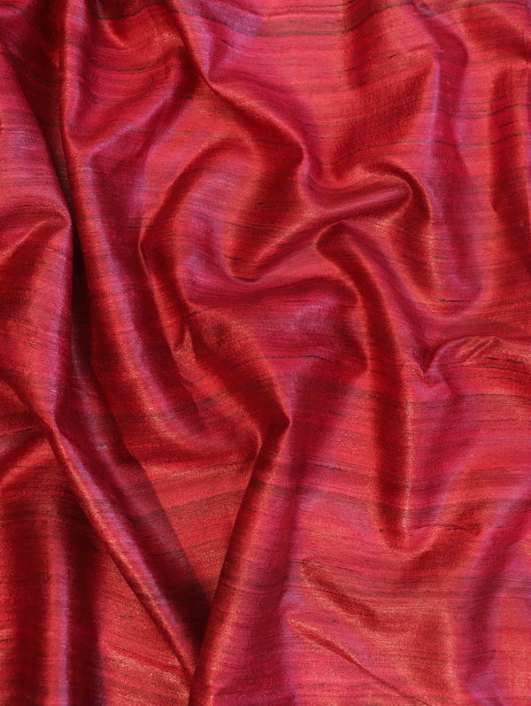 Bhagalpur Handloom Pure Tussar Silk Saree With Hand Block Painted Madhubani Design-Maroon