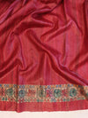 Bhagalpur Handloom Pure Tussar Silk Saree With Hand Block Painted Madhubani Design-Maroon