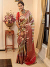 Banarasee Handwoven Tissue Saree With Zari Design & Lace-Multicolor