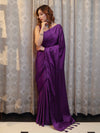 Banarasee Handloom Plain Mashru Silk Saree-Violet