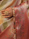 Banarasee Handwoven Tissue Saree With Zari Design & Lace-Multicolor
