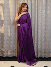 Banarasee Handloom Plain Mashru Silk Saree-Violet