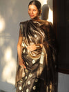 Banarasee Chanderi Zari Buti Salwar Kameez Fabric With Tissue Dupatta-Black