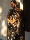 Banarasee Chanderi Zari Buti Salwar Kameez Fabric With Tissue Dupatta-Black