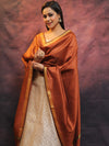 Banarasee Brocade Work Salwar Kameez Fabric & Plain Dupatta-White & Brown