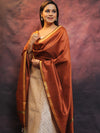 Banarasee Brocade Work Salwar Kameez Fabric & Plain Dupatta-White & Brown