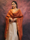 Banarasee Brocade Work Salwar Kameez Fabric & Plain Dupatta-White & Brown