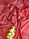 Bhagalpur Cotton Silk Ghichha Work Embroidered Saree-Red